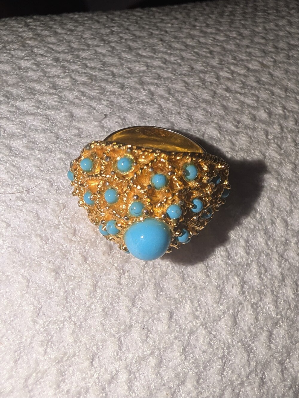 Princess Tai Gold Vermeil SS Statement Ring with Turquoise Cabochons